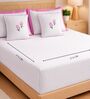 Lavender 1000 Tc Cotton Contrast Bedsheet Set With 2 Pillow Covers & 2 Cushion Covers