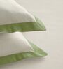 Olive Green 1000 Tc Cotton Contrast Bedsheet Set With 2 Pillow Covers & 2 Cushion Covers