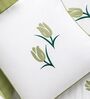 Olive Green 1000 Tc Cotton Tulip Embroidered Cushion Cover Pair