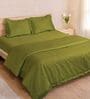 Olive Green 1000 Tc Cotton Embroidered King Duvet With Ruffles