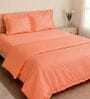 Peach 1000 Tc Cotton Embroidered King Duvet With Ruffles