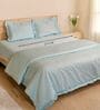 Aqua Blue 1000 Tc Cotton Embroidered King Duvet With Ruffles