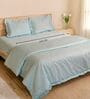 Aqua Blue 1000 Tc Cotton Embroidered Single Duvet With Ruffles