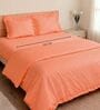 Peach 1000 Tc Cotton Embroidered Single Duvet With Ruffles