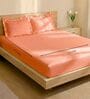 Peach 1000 Tc Cotton Bedsheet Set With 2 Pillow Covers & 2 Embroidered Cushion Covers
