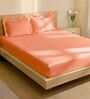 Peach 1000 Tc Cotton Bedsheet Set With 2 Pillow Covers & 2 Embroidered Cushion Covers