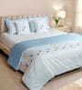 White With Aqua Blue 1000 Tc Cotton Reversible King Duvet