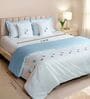 White With Aqua Blue 1000 Tc Cotton Reversible King Duvet