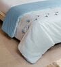 White With Aqua Blue 1000 Tc Cotton Reversible Single Duvet
