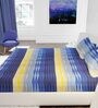 Blue Geometric 104 TC Cotton 1 Double Bedsheet with 2 Pillow Covers
