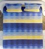 Blue Geometric 104 TC Cotton 1 Double Bedsheet with 2 Pillow Covers