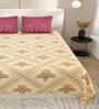 Cream Floral 144 TC Cotton King Size  Bedsheet With 2 Pillow Cover