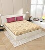 Cream Floral 144 TC Cotton King Size  Bedsheet With 2 Pillow Cover
