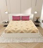 Cream Floral 144 TC Cotton King Size  Bedsheet With 2 Pillow Cover