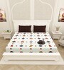 White Ethnic 144 TC Cotton King Size  Bedsheet With 2 Pillow Cover