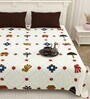 White Ethnic 144 TC Cotton King Size  Bedsheet With 2 Pillow Cover