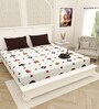 White Ethnic 144 TC Cotton King Size  Bedsheet With 2 Pillow Cover