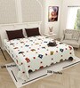 White Ethnic 144 TC Cotton King Size  Bedsheet With 2 Pillow Cover