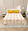 Peach Floral 144 TC Cotton King Size  Bedsheet With 2 Pillow Cover