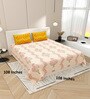 Peach Floral 144 TC Cotton King Size  Bedsheet With 2 Pillow Cover
