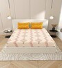 Peach Floral 144 TC Cotton King Size  Bedsheet With 2 Pillow Cover