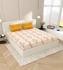 Peach Floral 144 TC Cotton King Size  Bedsheet With 2 Pillow Cover