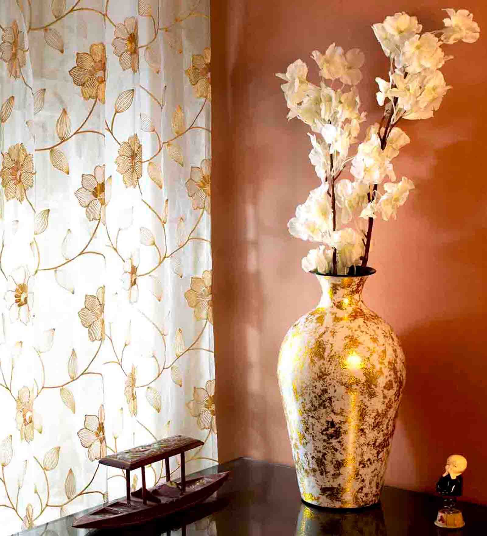 Floral Gold Metal Vase