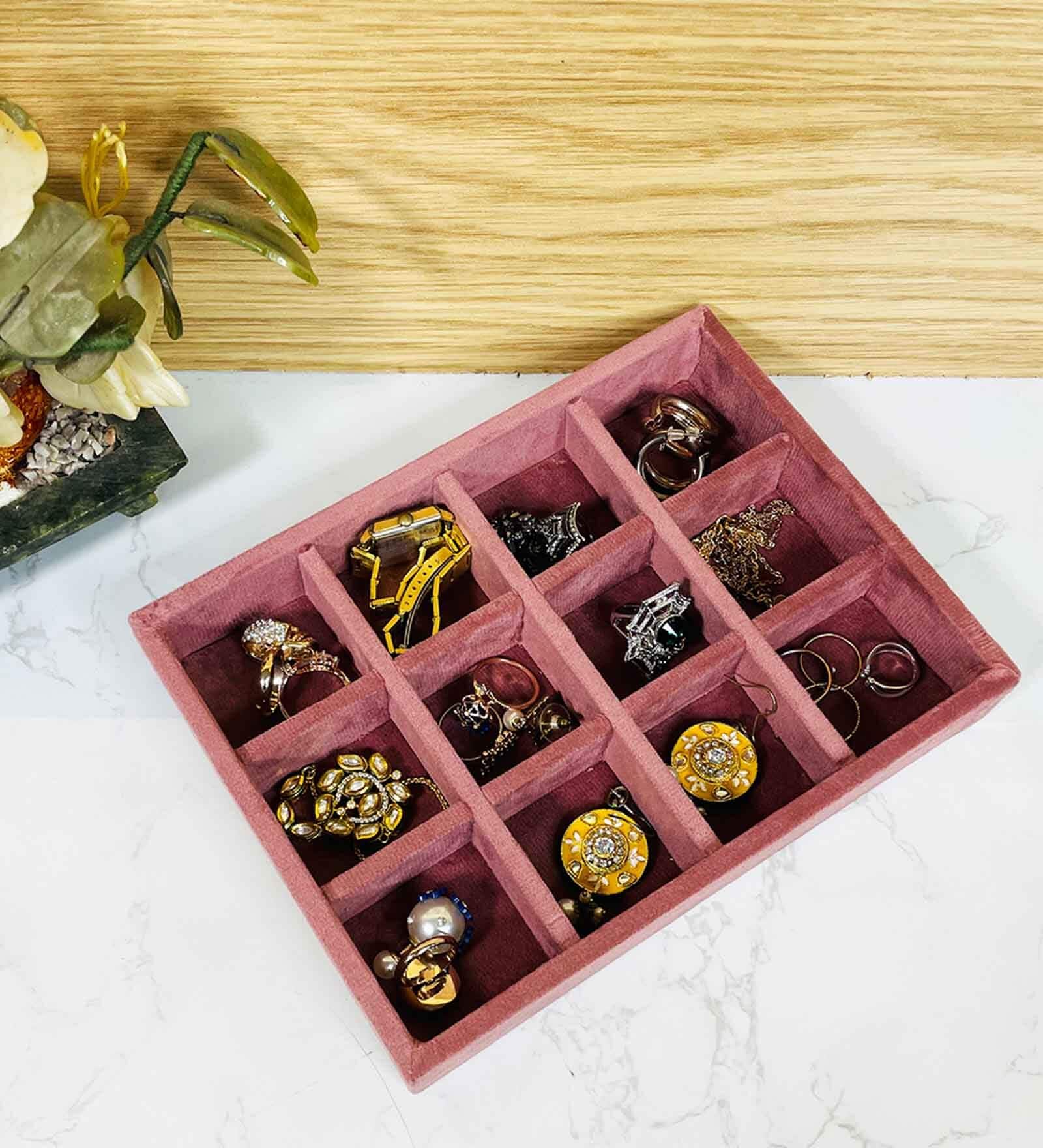 Pink 12 Grids Jewellery Tray