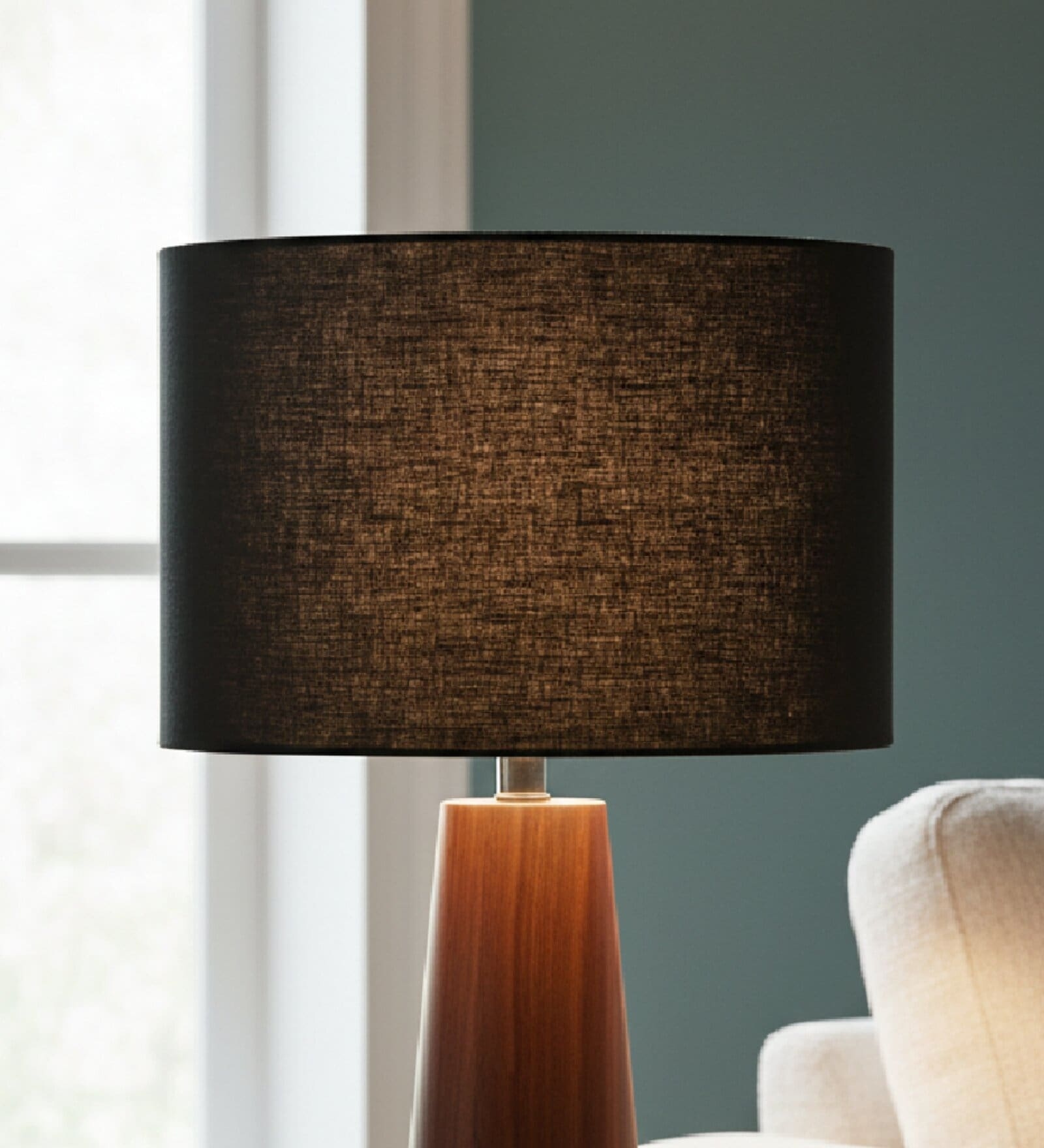 12-Inch Black Fabric Drum Lampshade