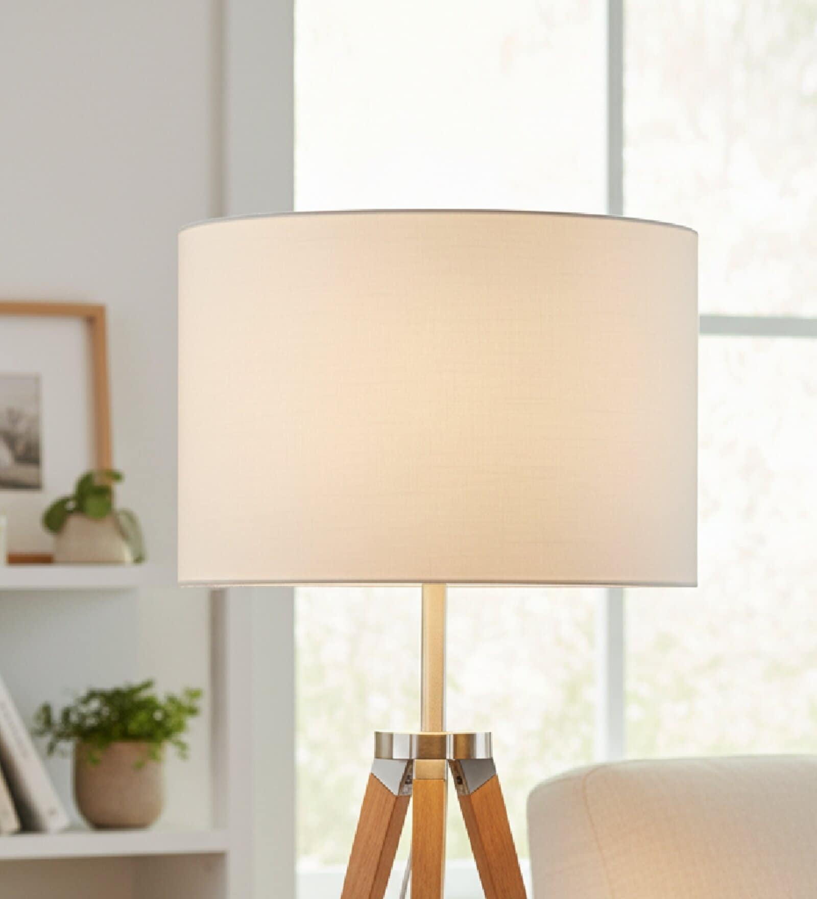 12-Inch Cream Fabric Drum Lampshade
