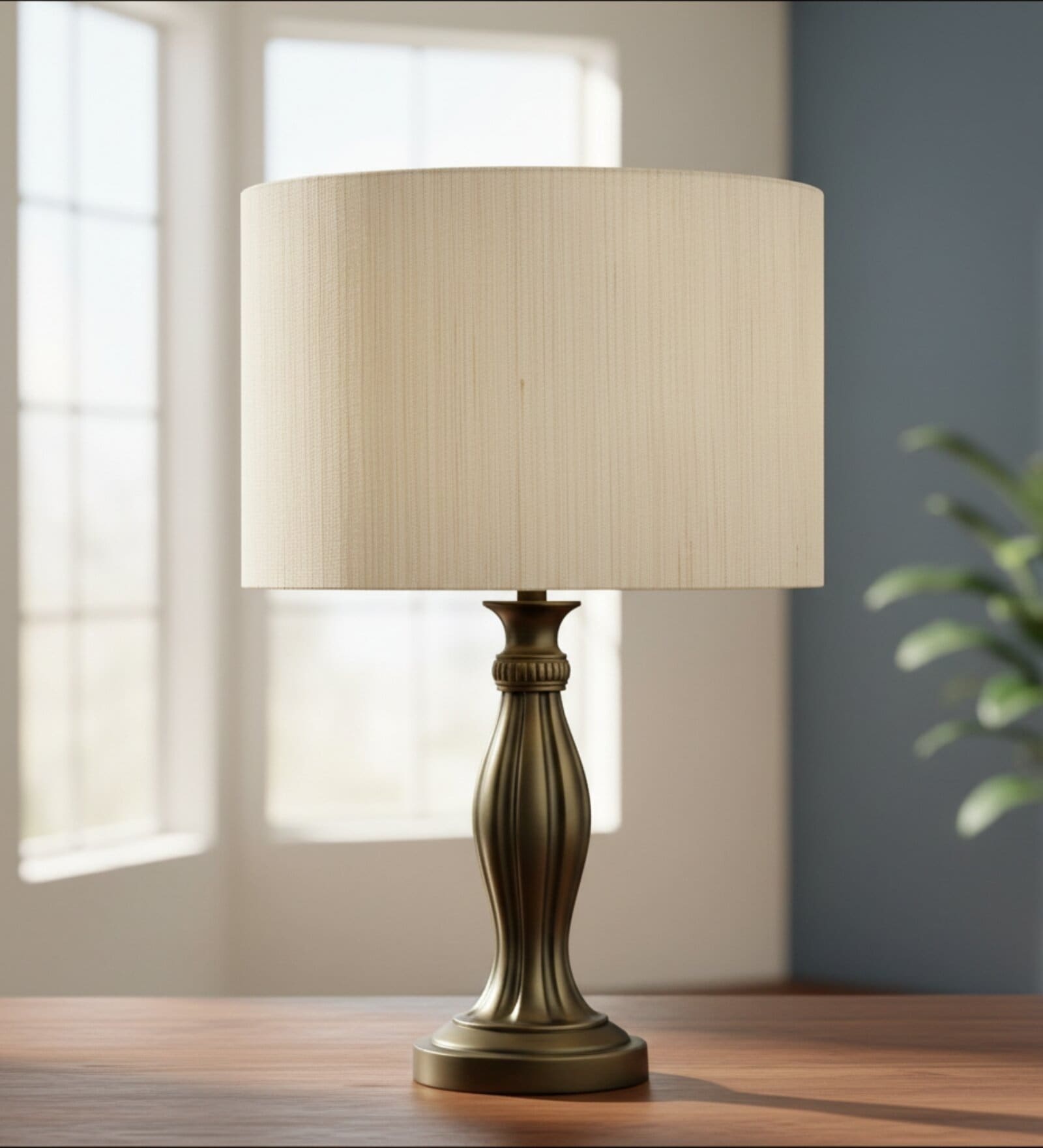 12-Inch Cream Texture Fabric Drum Lampshade