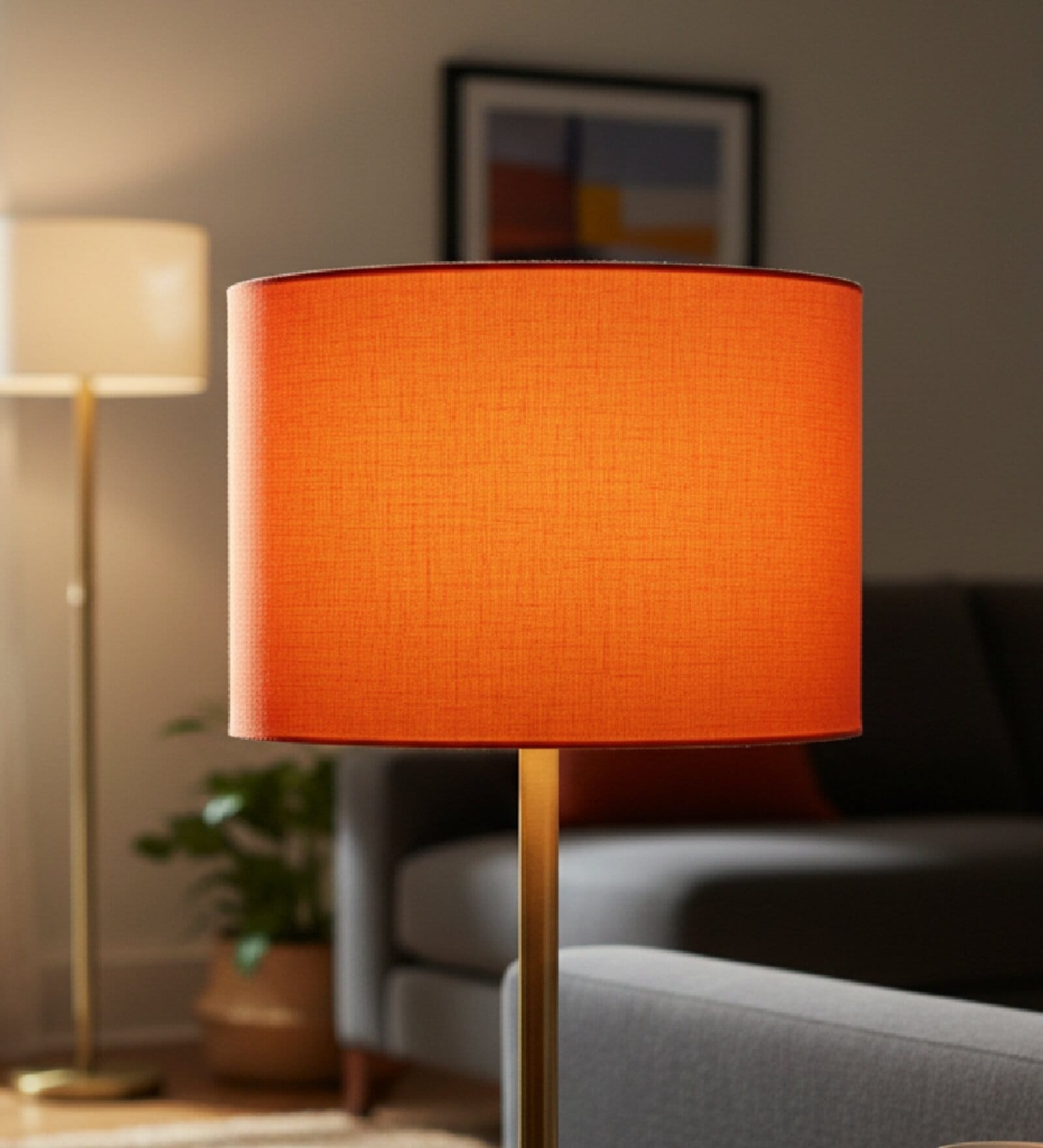 12-Inch Orange Fabric Drum Lampshade