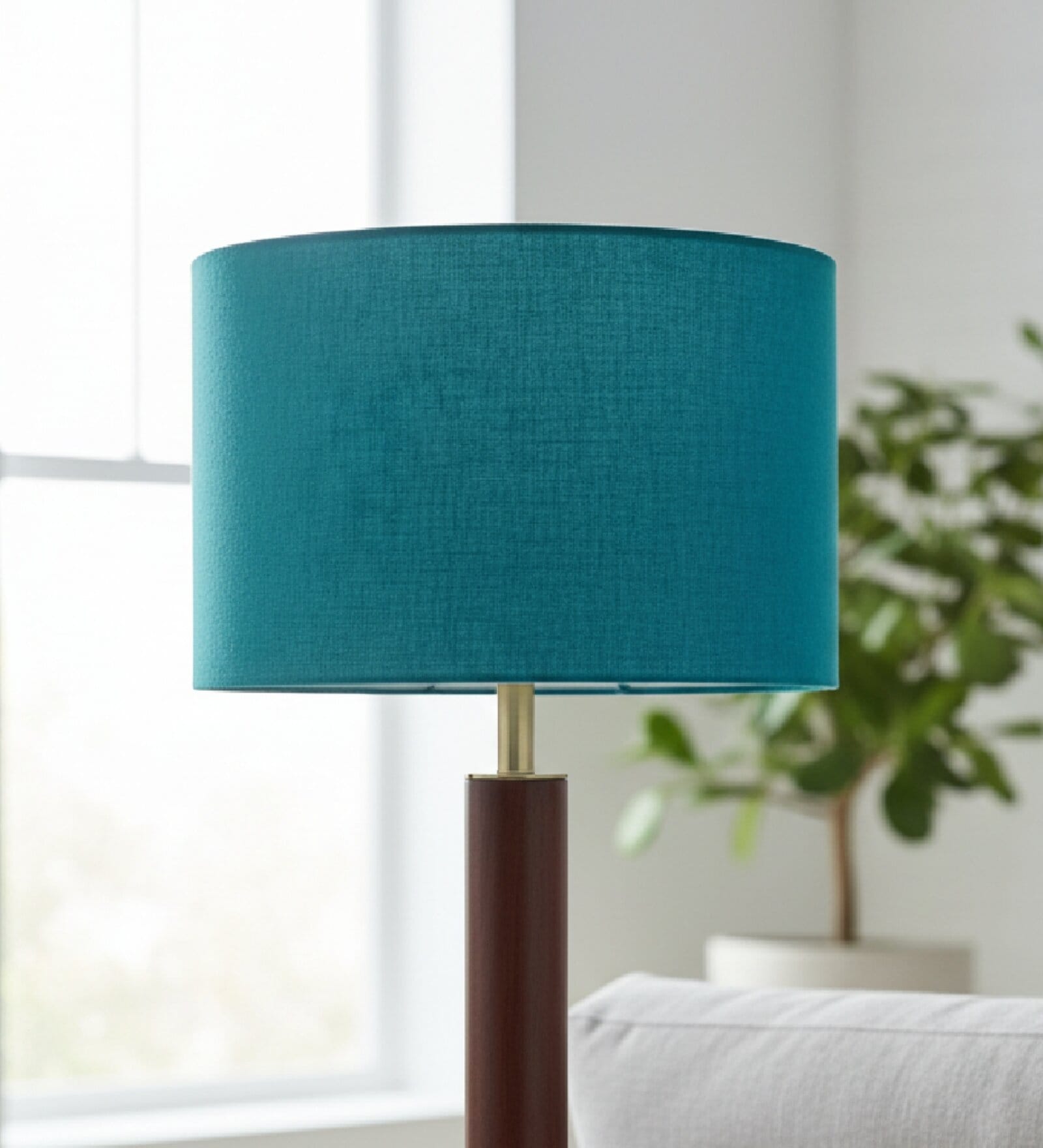 12-Inch Teal Fabric Drum Lampshade