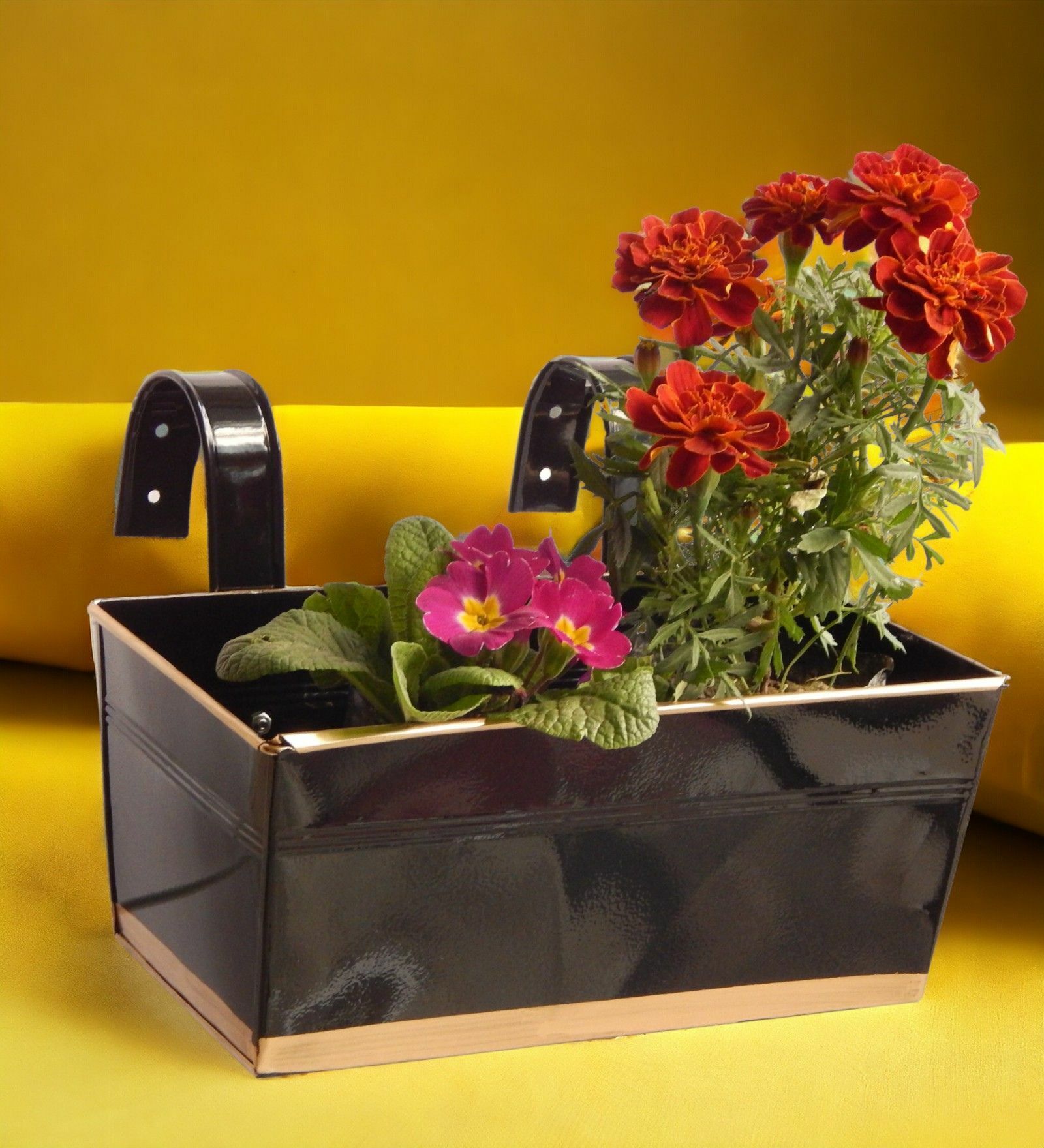 12 Inches Rectangle Black Metal Hanging Planters