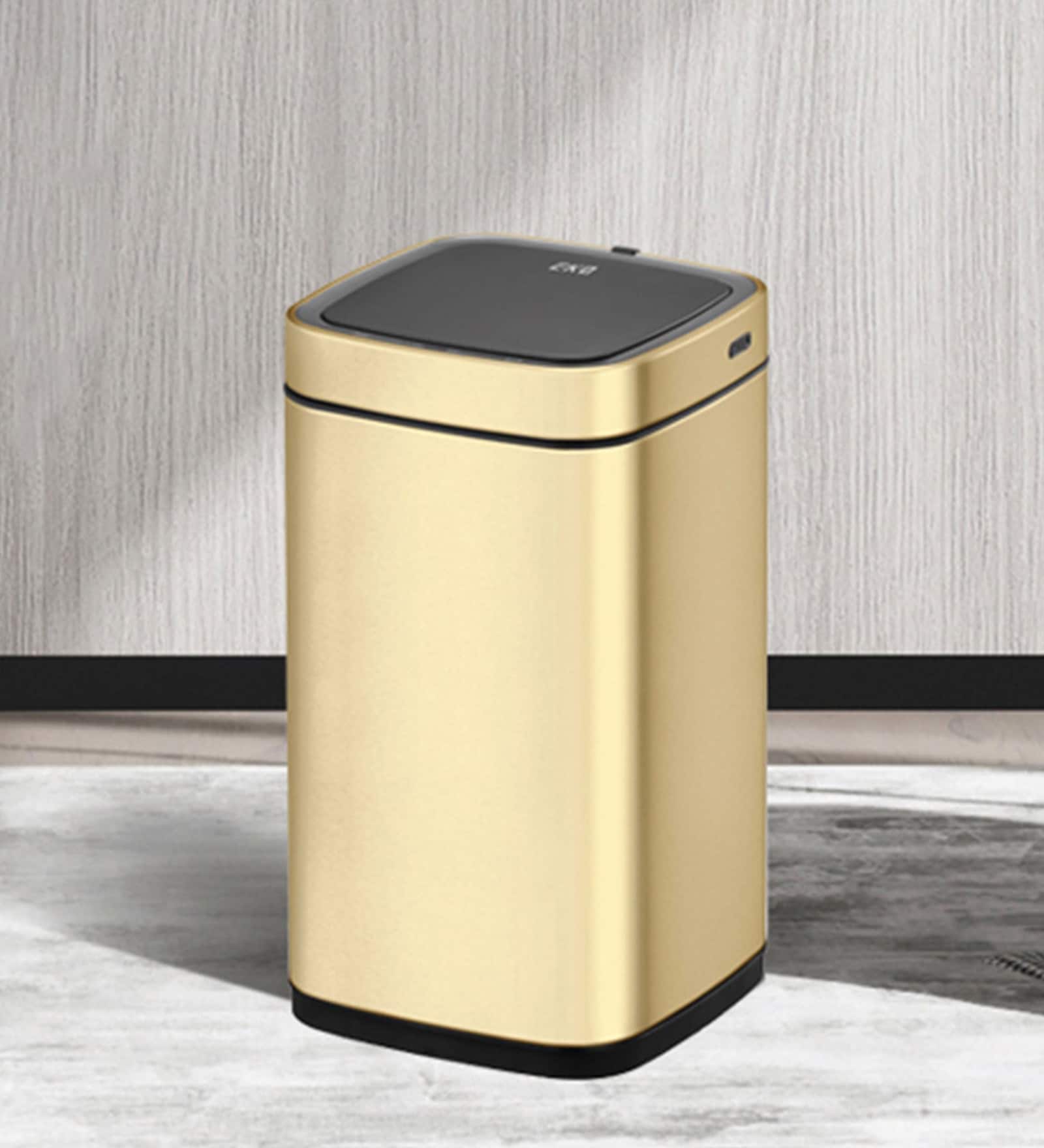 12 Litre Black Stainless Steel Dustbin