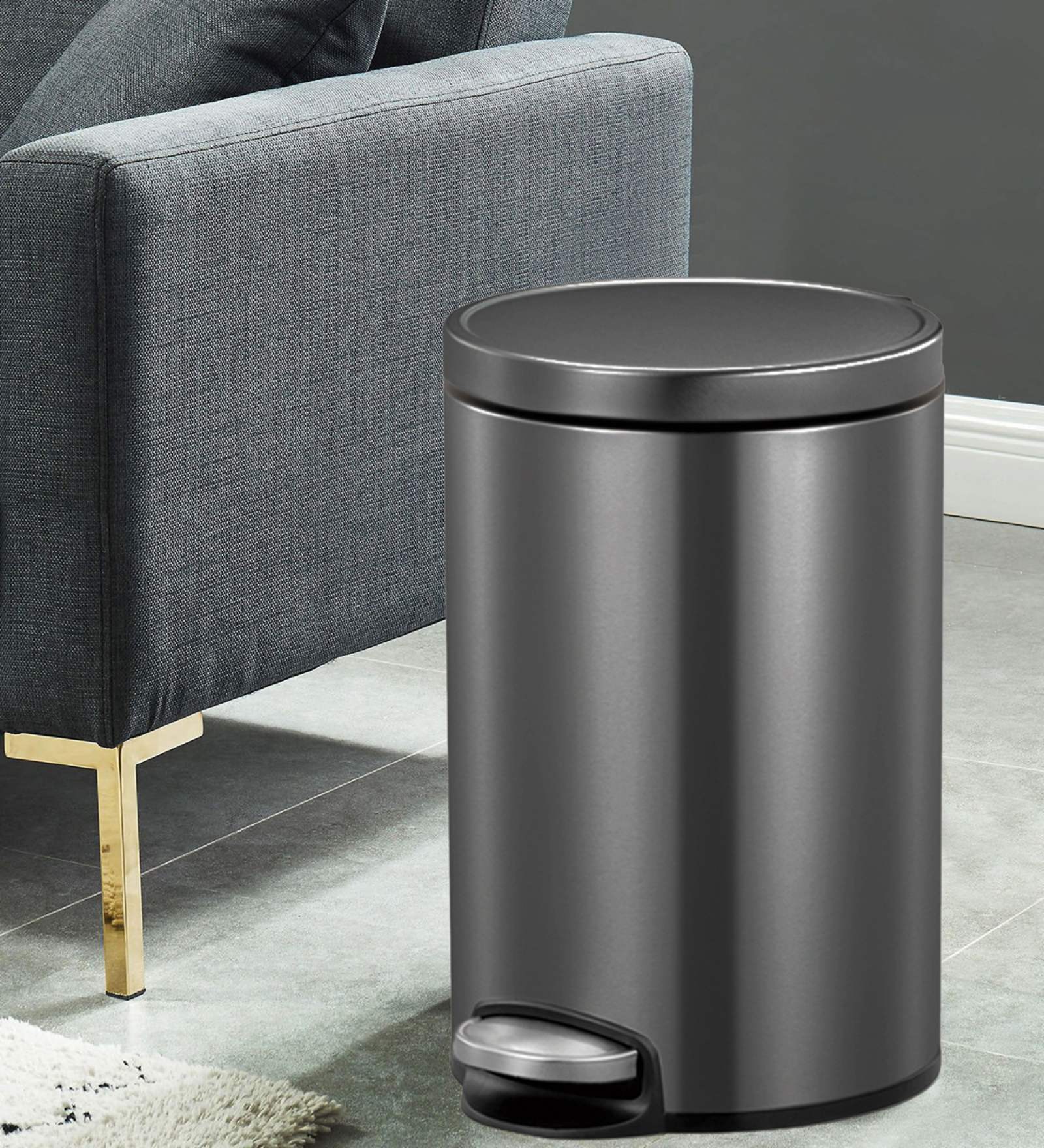 12 Litre Metallic Stainless Steel Dustbin