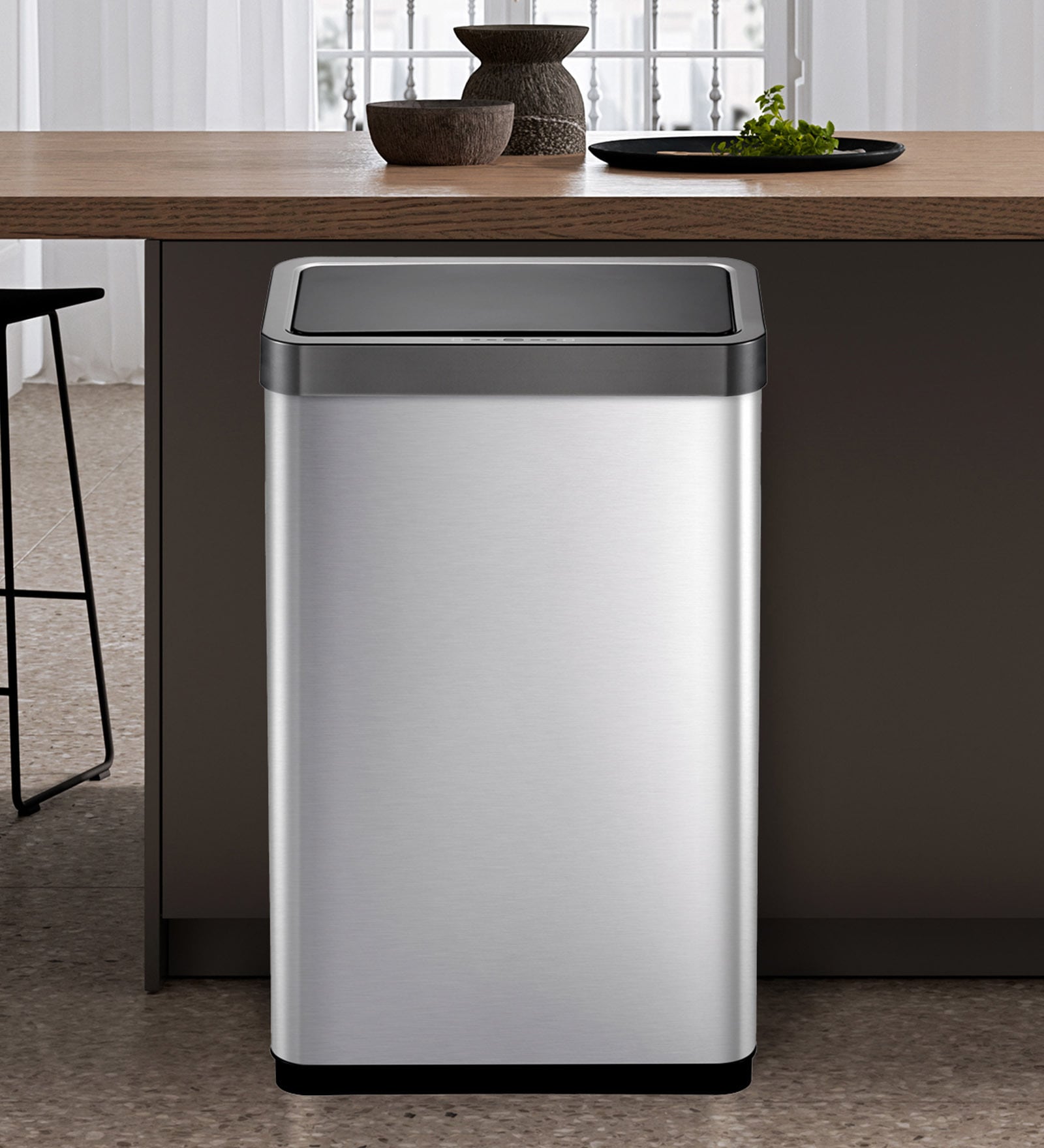 12 Litre Titanium Blue Stainless Steel Dustbin