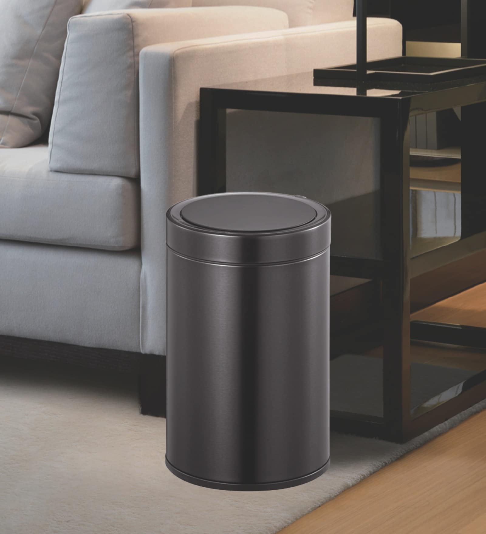12 Litre White Stainless Steel Dustbin