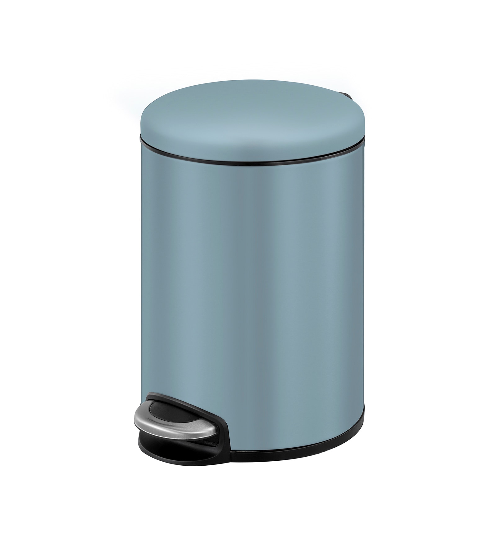 Titanium Blue 12L Bathroom Trash Can with Lid Soft-Close Pedal Bin