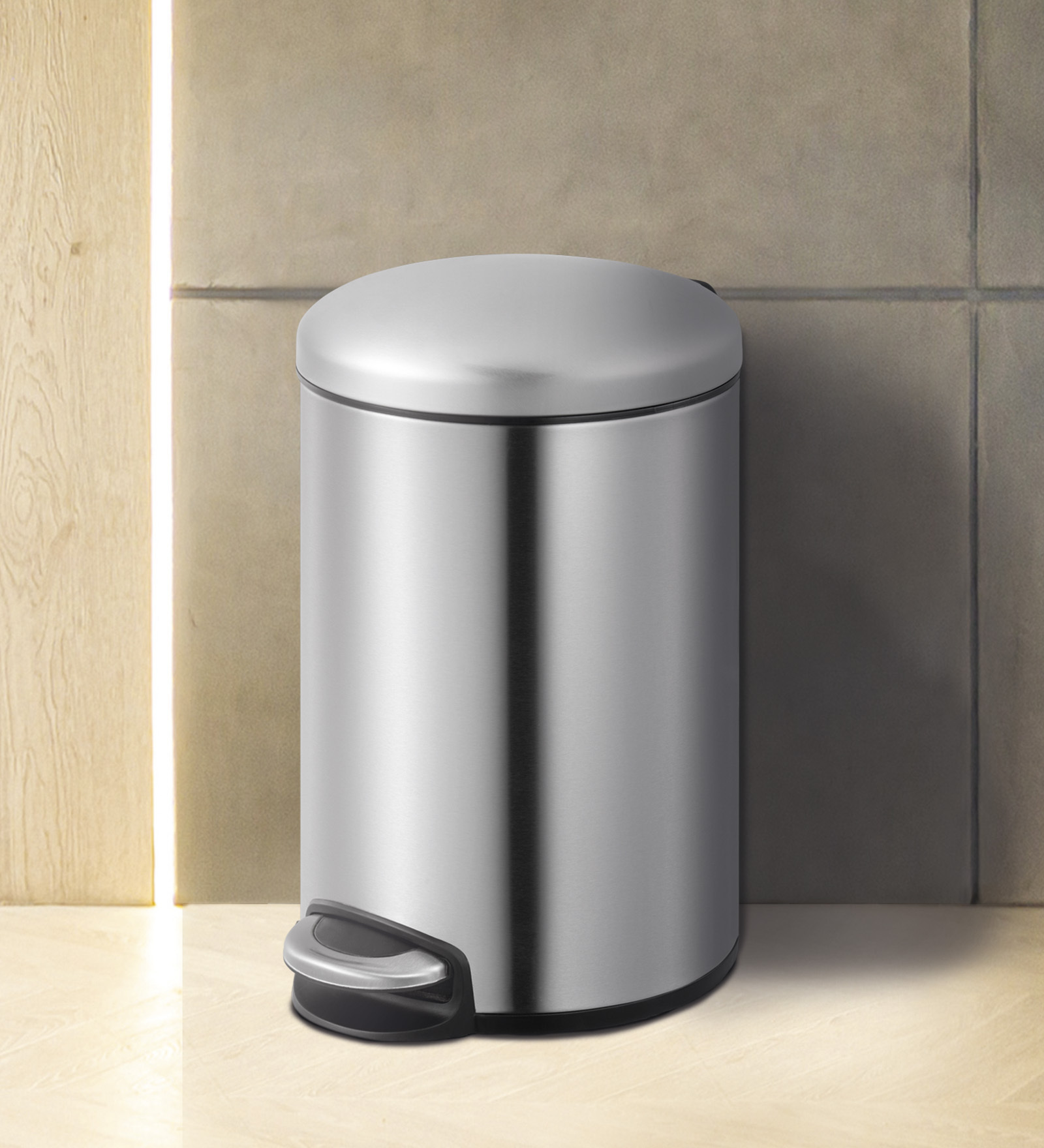Metallic 12L Stainless Steel Step Bin with Pedal Fingerprint-Resistant