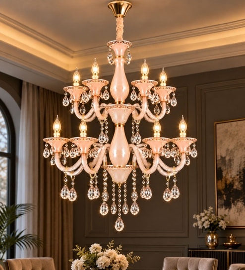 12 Arm Crystal & Glass Luxury Chandelier