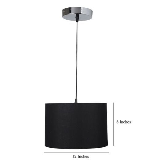 btr crafts 12-Inch Black Fabric Drum Pendant Light, Modern Hanging Ceiling Lamp for Living Room, Bedroom, Dining Room & Home Decor, Silver Canopy-picture-36