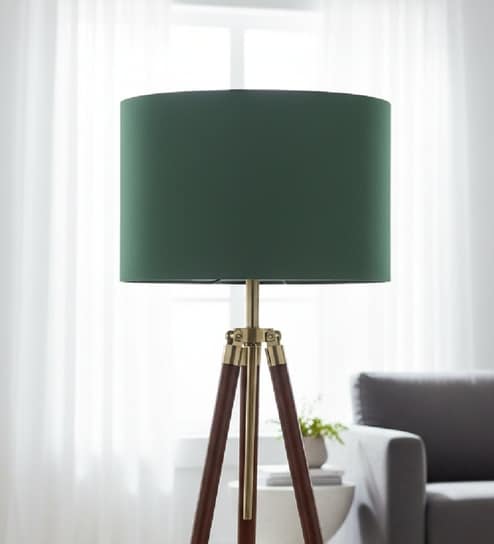 12-Inch Dark Green Fabric Drum Lampshade