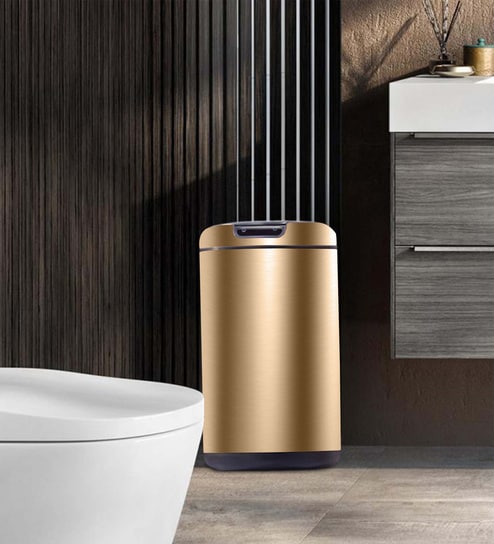 12 Litre Champagne Gold Stainless Steel Dustbin