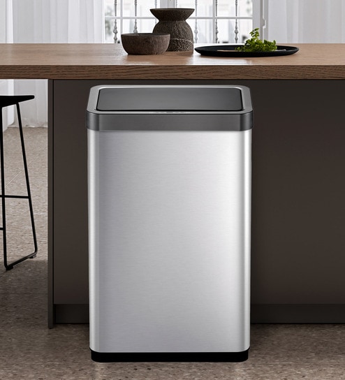 12 Litre Titanium Blue Stainless Steel Dustbin
