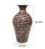 Floral White & Brown Metal Vase