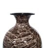 Floral White & Brown Metal Vase