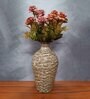Floral White & Brown Metal Vase