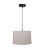 12-Inch Beige Fabric Drum Pendant Light, Modern Hanging Ceiling Lamp