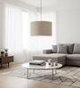 12-Inch Beige Fabric Drum Pendant Light